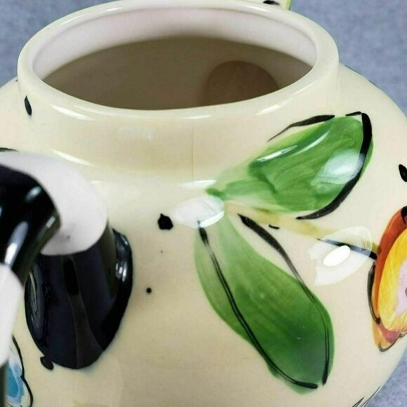 Droll Designs Teapot Tea‎ Pot With Lid Blue Flowers Floral Hand Painted - Picture 8 of 8